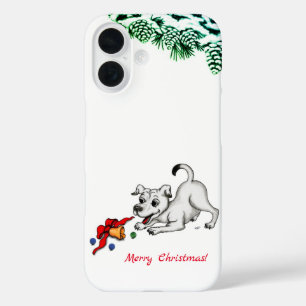 Merry Christmas! Puppy with Bell and Ball iPhone 16 Case
