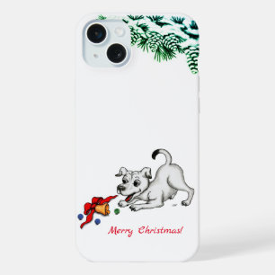 Merry Christmas! Puppy with Bell and Ball iPhone 15 Plus Case