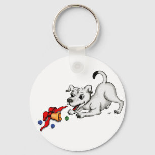 Merry Christmas! Puppy with Bell and Ball Keychain