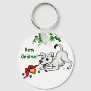 Merry Christmas! Puppy with Bell and Ball Keychain