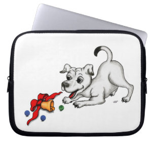 Merry Christmas! Puppy with Bell and Ball Laptop Sleeve