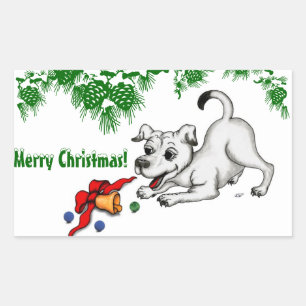 Merry Christmas! Puppy with Bell and Ball Sticker