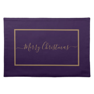 Merry Christmas purple and gold cloth Placemat