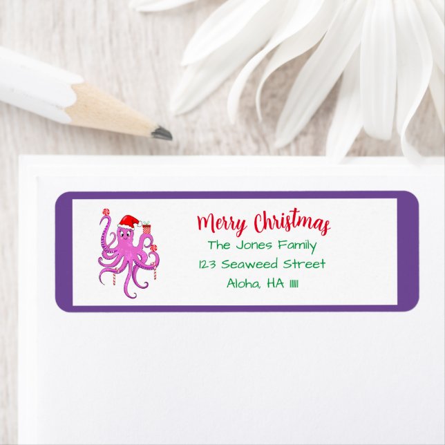 Merry Christmas Purple Santa Octopus  (Insitu)