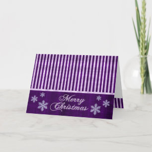 Merry Christmas Purple Snowflakes Holiday Card