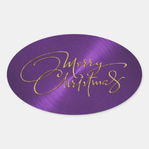 Merry Christmas Purple Sticker Embossed Look