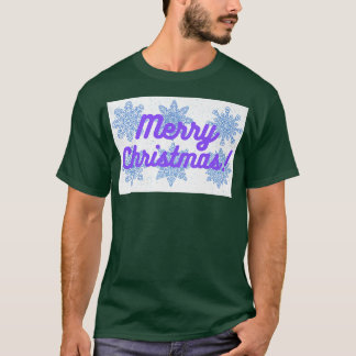 Merry Christmas Purple Tet and Snowflakes Design T-Shirt