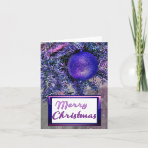 Merry Christmas Purple Tree Retro Folded Greeting  Card