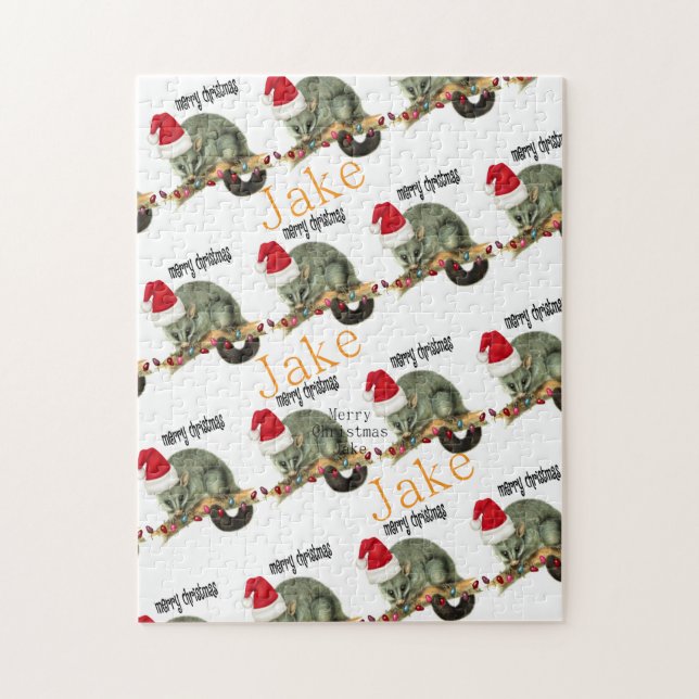 Merry Christmas Puzzle Christmas Opossum (Vertical)