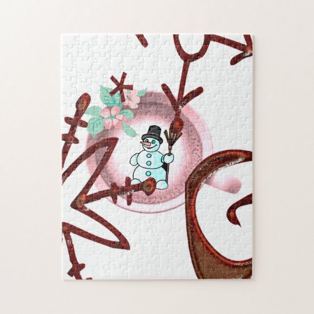 Merry Christmas Puzzle Christmas Snowman (Vertical)