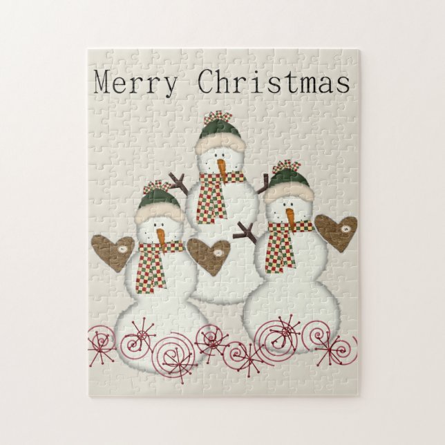 Merry Christmas Puzzle Christmas Snowman (Vertical)