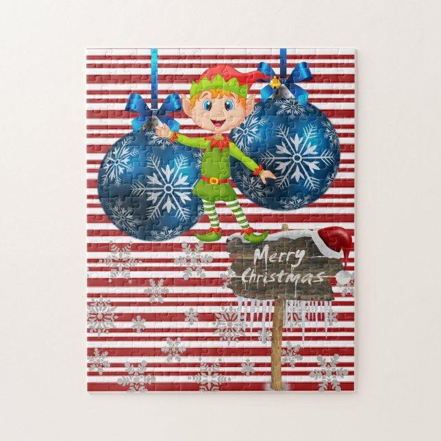 Merry Christmas Puzzle Elf (Vertical)