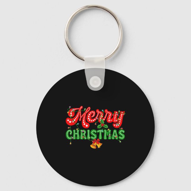 Merry Christmas Pyjamas Family Matching Xmas Tree  Keychain (Front)