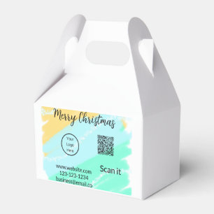 Merry Christmas QR code business yellow green wate Favor Box
