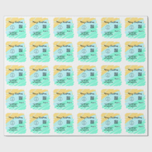 Merry Christmas QR code business yellow green wate Wrapping Paper