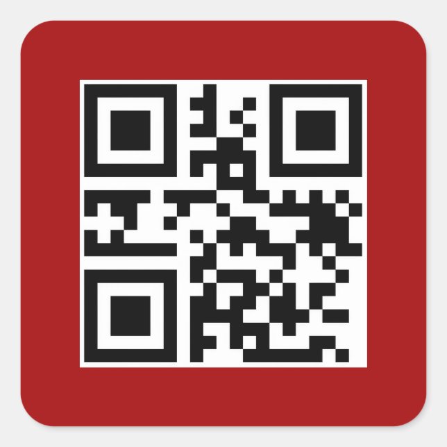 Merry Christmas QR Code On Red Square Sticker (Front)