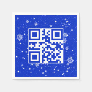 Merry Christmas QR Code On Snowflakes Napkin