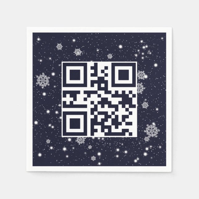 Merry Christmas QR Code On Snowflakes Napkin (Front)