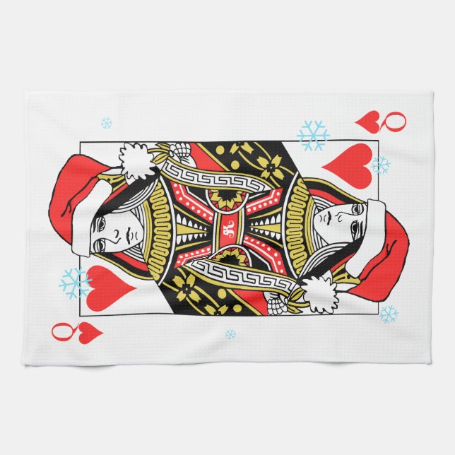 Merry Christmas Queen of Hearts Kitchen Towel (Horizontal)