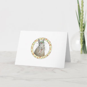 Merry Christmas Rabbit with Candy Cane Card