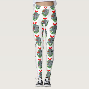 merry christmas raccoon leggings