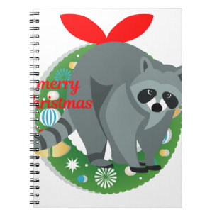 merry christmas raccoon notebook