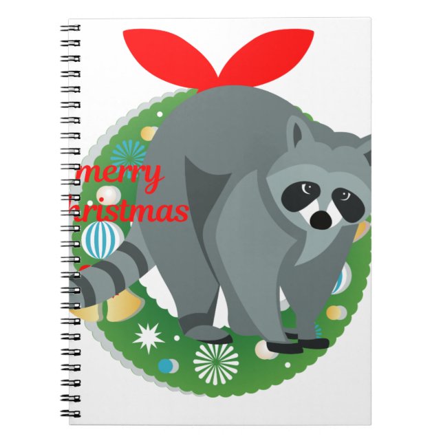 merry christmas raccoon notebook (Front)