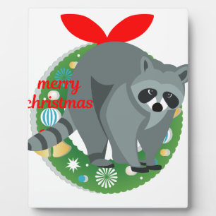 merry christmas raccoon plaque