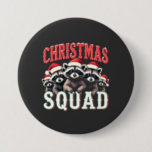 Merry Christmas Raccoon Santa Hat Lovers 3 Inch Round Button