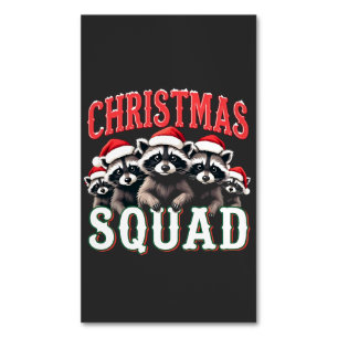 Merry Christmas Raccoon Santa Hat Lovers Magnetic Business Card