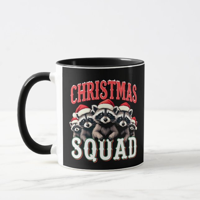 Merry Christmas Raccoon Santa Hat Lovers  Mug (Left)