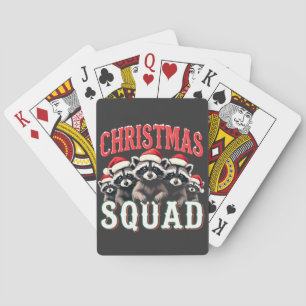 Merry Christmas Raccoon Santa Hat Lovers Playing Cards