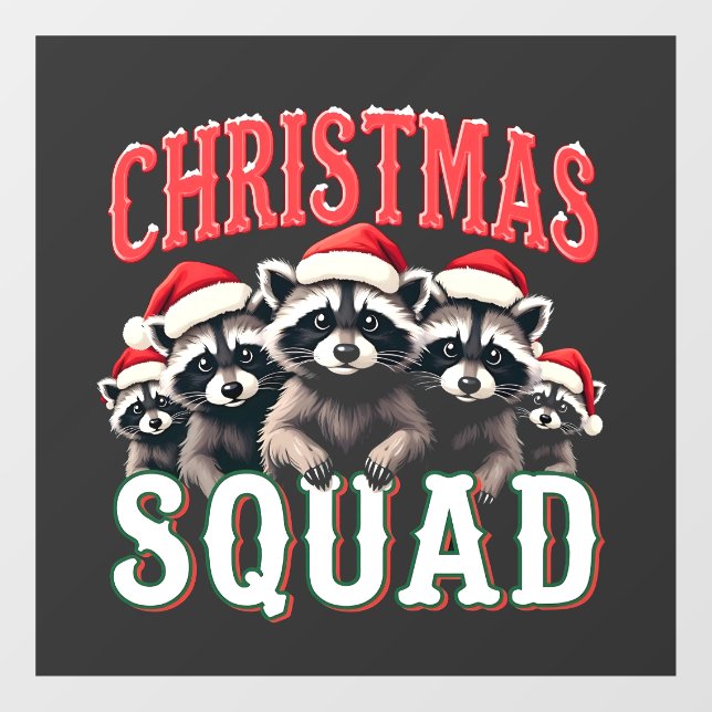 Merry Christmas Raccoon Santa Hat Lovers  Window Cling (Sheet)