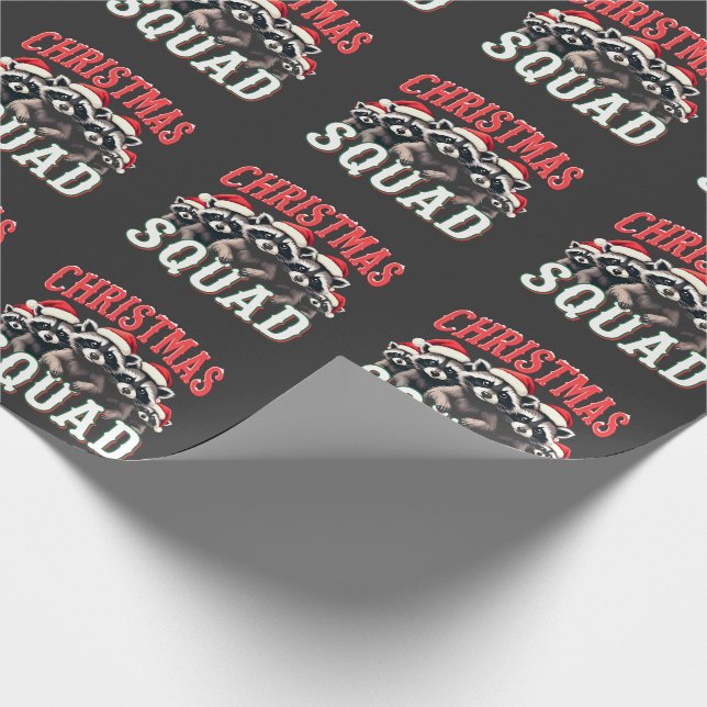 Merry Christmas Raccoon Santa Hat Lovers  Wrapping Paper (Corner)