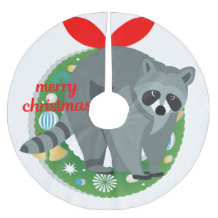 merry christmas raccoon tree skirt