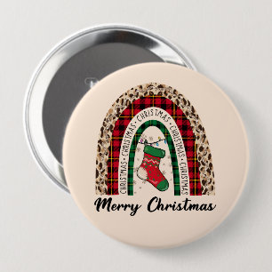 Merry Christmas Rainbow 4 Inch Round Button