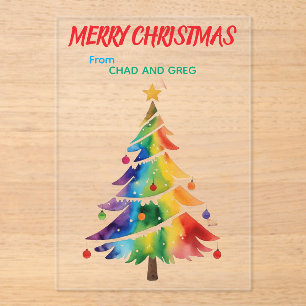 Merry christmas rainbow card personalize acrylic invitations
