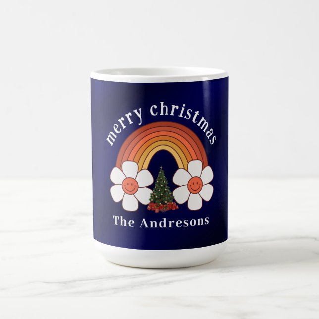 Merry Christmas Rainbow Personalized  Coffee Mug (Center)