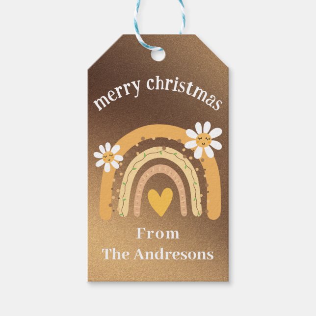 Merry Christmas Rainbow Personalized Gift Tags (Front)