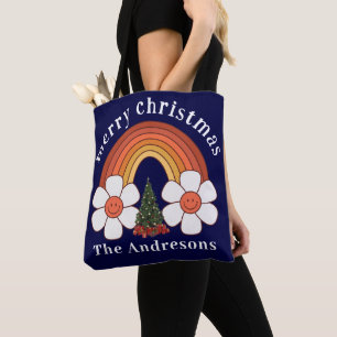Merry Christmas Rainbow Personalized Large Tote Bag