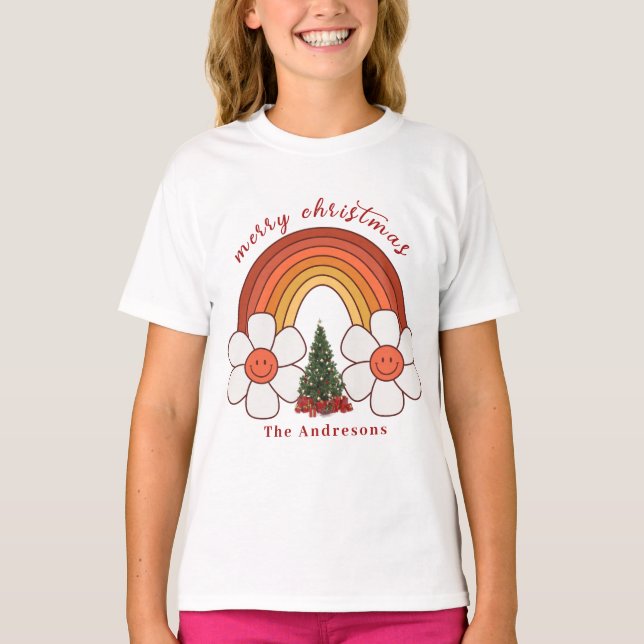 Merry Christmas Rainbow Personalized T-Shirt (Front)