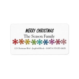 Merry Christmas Rainbow snowflakes Label