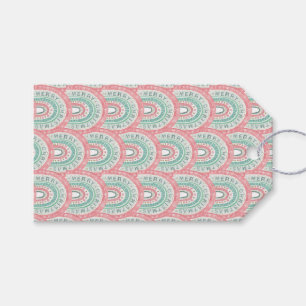 Merry Christmas Rainbow Watercolor Art Stripes Fun Gift Tags