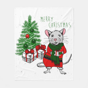 merry christmas rat fleece blanket