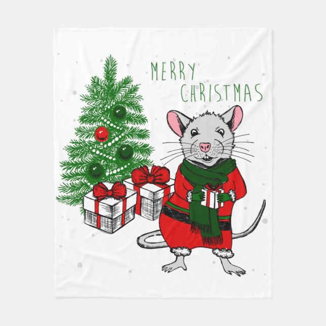 merry christmas rat fleece blanket (Front)
