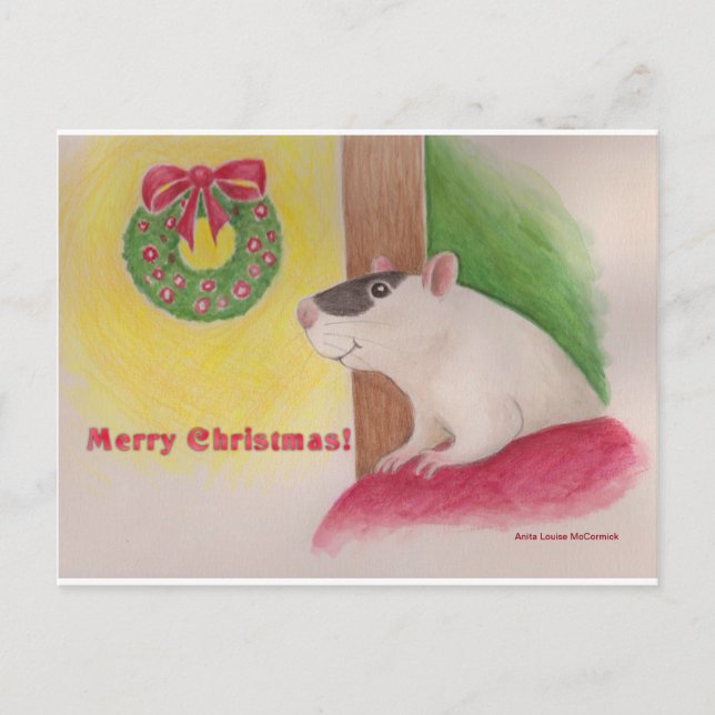 Merry Christmas Rat Post Card (Front)