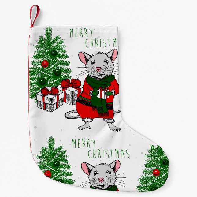 merry christmas rat small christmas stocking (Front)