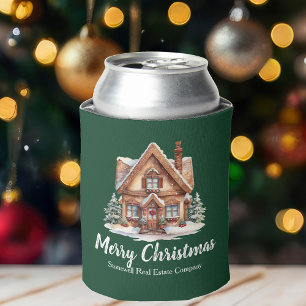 Merry Christmas Real Estate Company Green Party Can Cooler