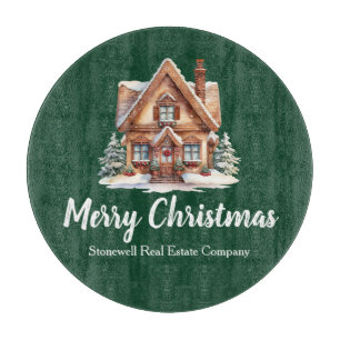 Merry Christmas Real Estate Company Green Party Cutting Board