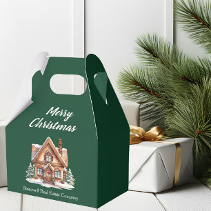 Merry Christmas Real Estate Company Green Party Favor Box